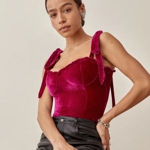 reformation colomba velvet top bows